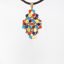 Pendant 30cm - Xochitl Rhombus S-Chocolate Suedine - Pendant 30cm - Laiton bronze